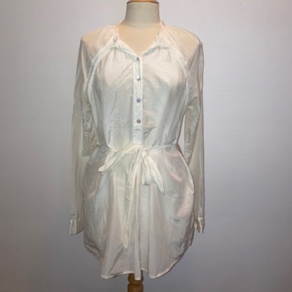 KA 7 Off-White Longsleeve Button Shirt Tunic - Picture 1 of 11